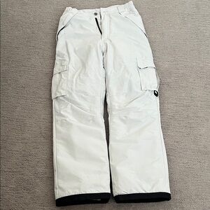 Kids White Cargo Snow Pants with Utility Pockets